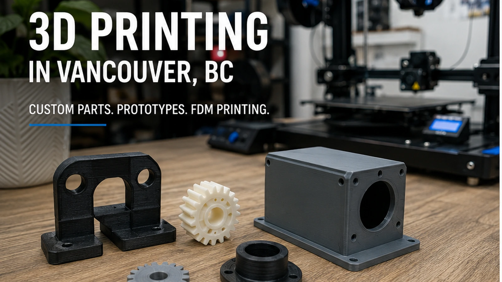3D Print BC custom 3D printing Vancouver BC workshop with FDM printed parts and prototypes