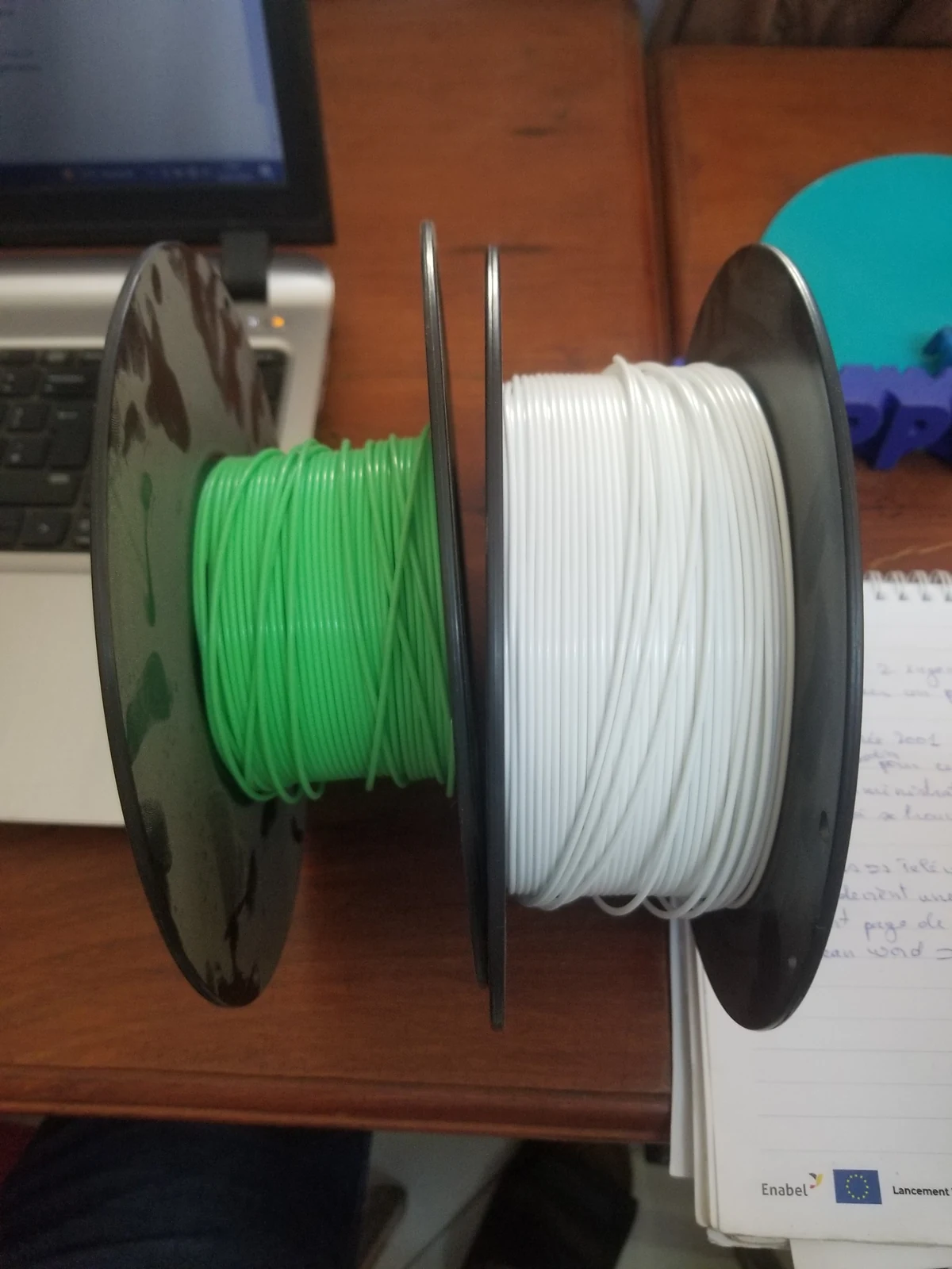 Real photograph of PLA filament spools