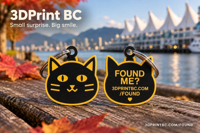 3D Print BC Seawall Shadow black cat Found Me keychain with yellow details
