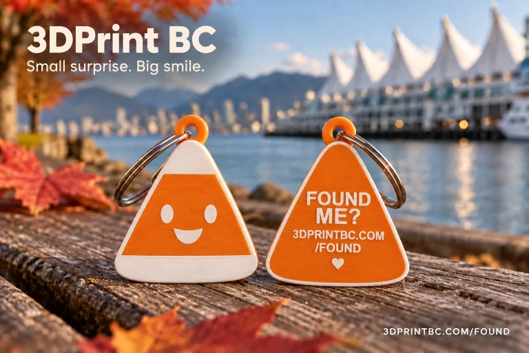 3D Print BC Sweet Little Find orange and white candy corn Found Me keychain
